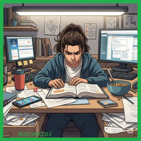 chico delante de libros