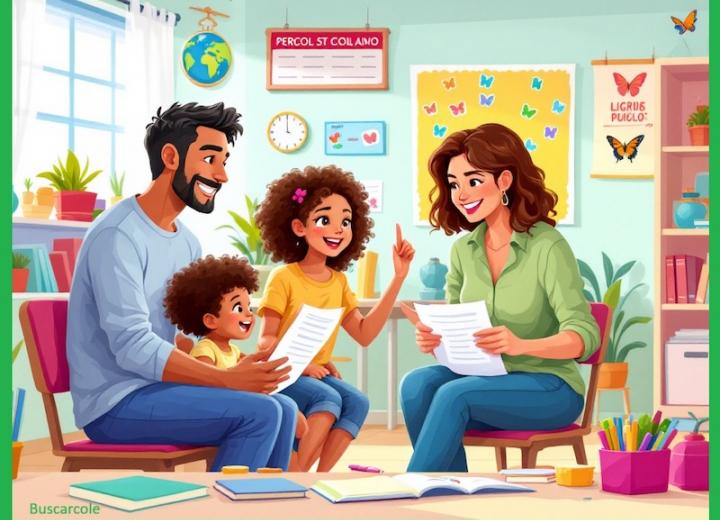Familia con maestra