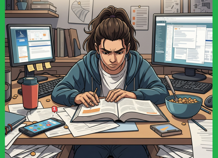 chico delante de libros
